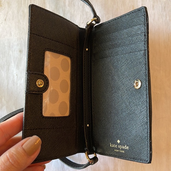 Kate Spade Crossbody Black Leather IPhone Case Wallet - Picture 9 of 11